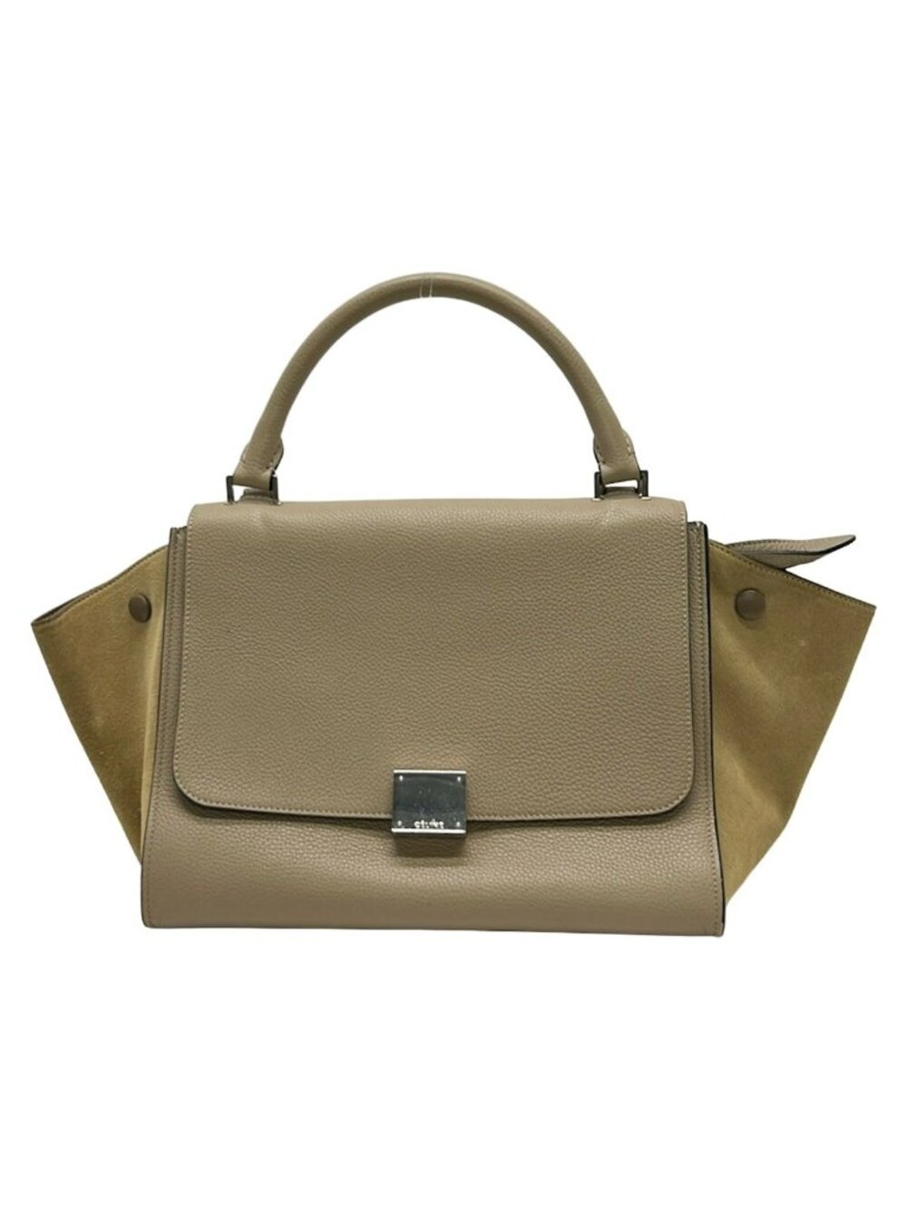 Celine Handbag Zusumo Gray Beige Leather